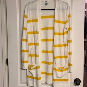 Long Yelow and White Cardigan
